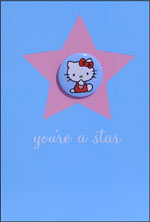 Blue Hello Kitty - Birthday Star Badge Card